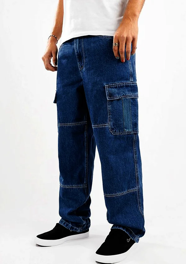 Deep Blue Cargo Baggy Jeans