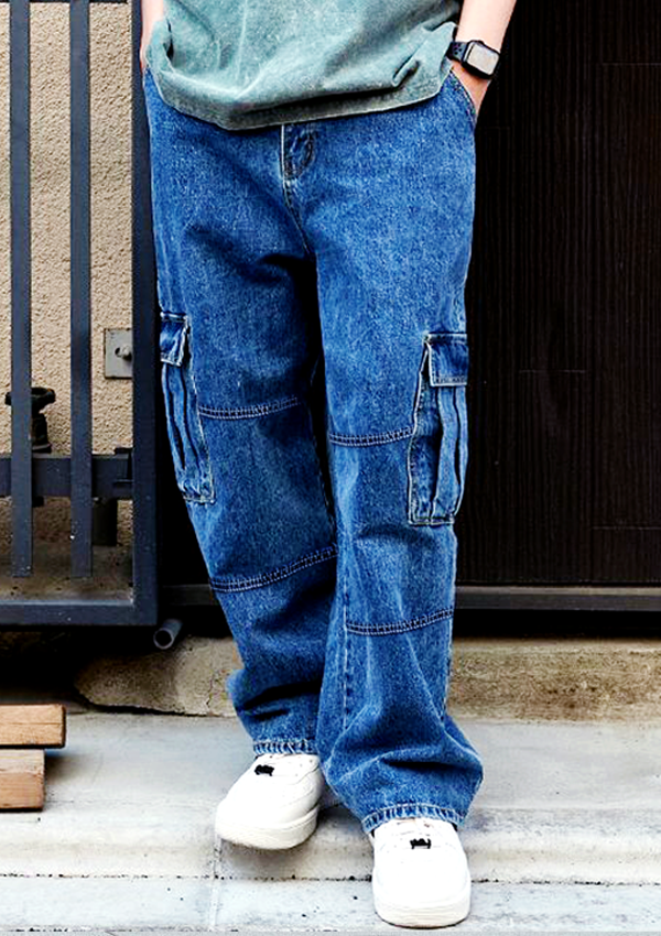 deep blue denim cargo