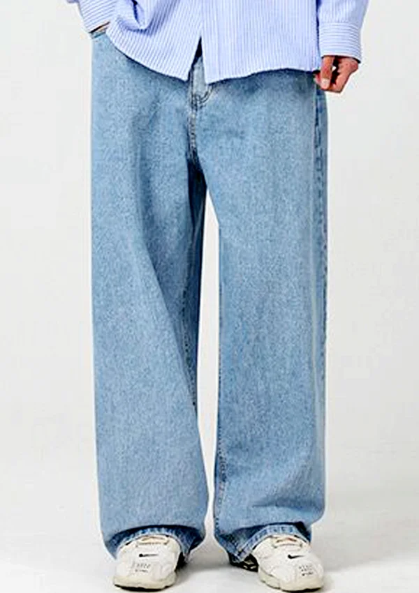 sky blue baggy jeans
