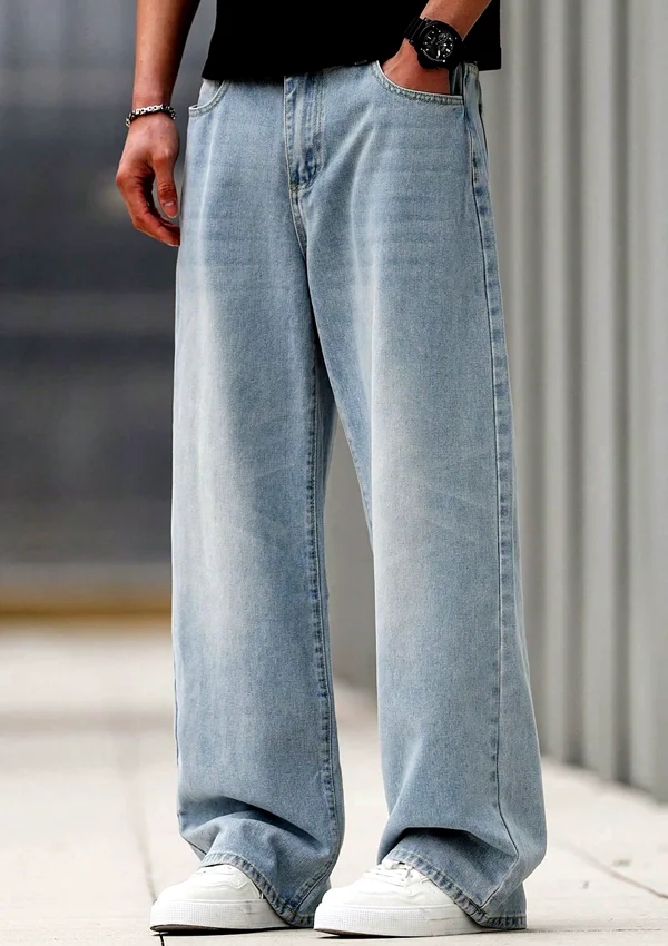 Light sky blue semi baggy