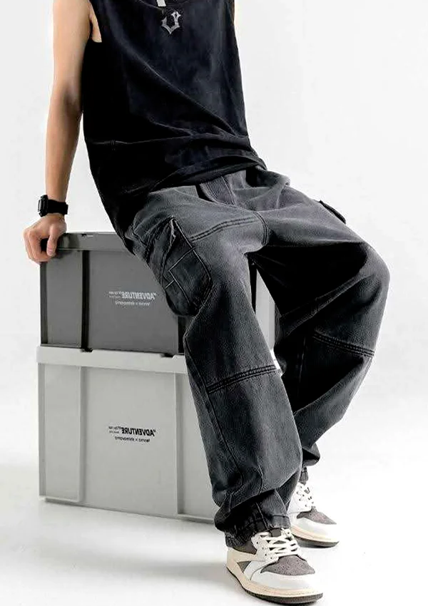 denim cargo jeans