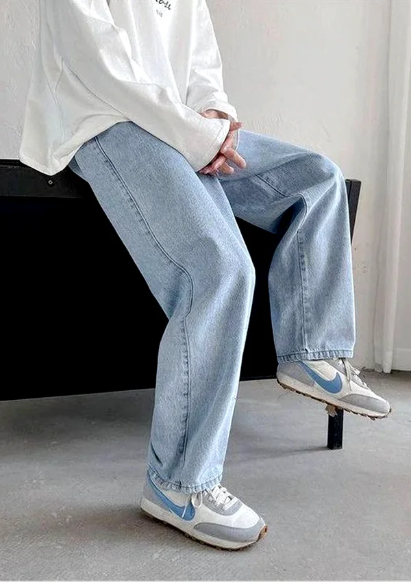 sky blue semi baggy jeans