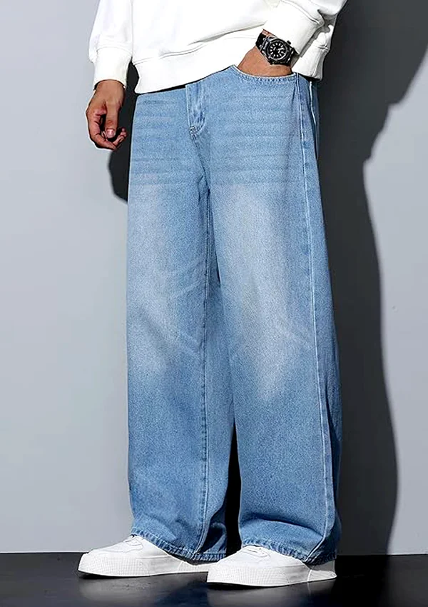 Light wash sky blue semi baggy jeans