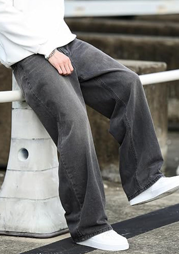 Grey Dirty Wash Semi Baggy