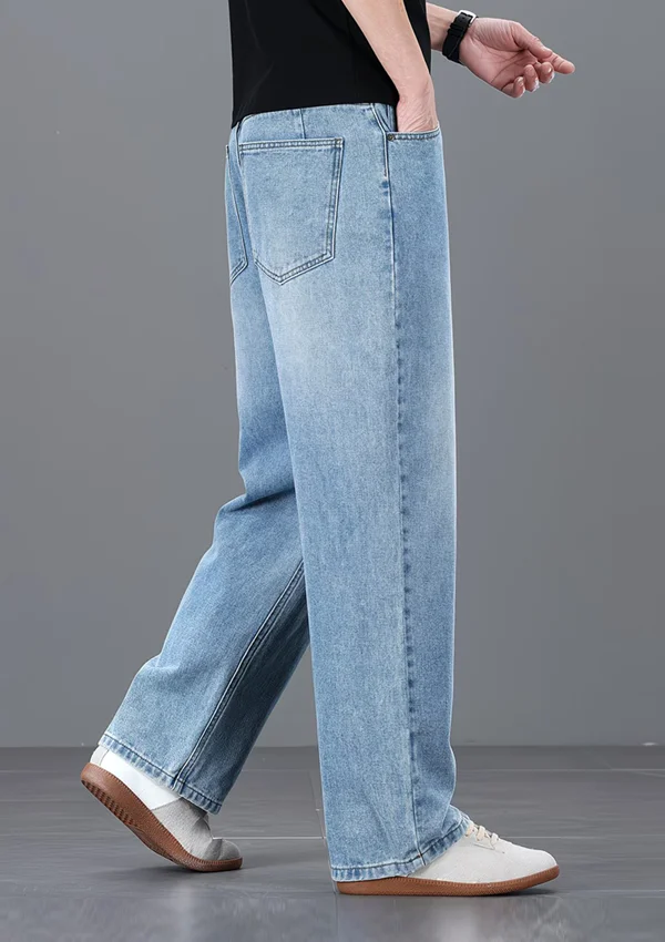Premium Denim Light Sky Blue Semi Baggy Jeans - Image 2