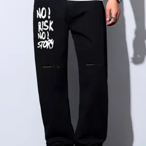 Premium Denim Z Black Ripped Semi Baggy